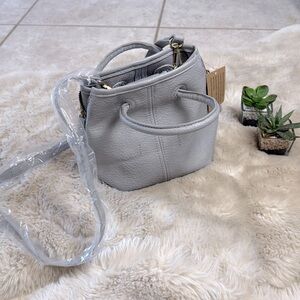 NWT Anthropologie Mini Loop Handle Bucket Bag Gray